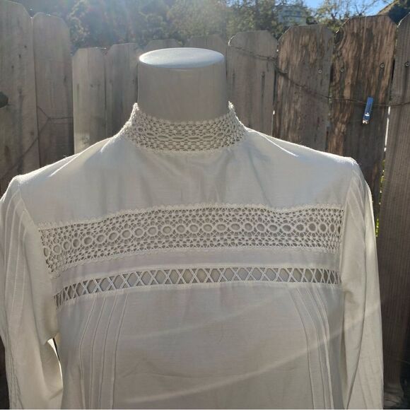 n/nicholas Lace-Trim Long-Sleeve Pintuck Blouse size 4 - Picture 5 of 13